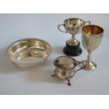 A Presentation Silver Bowl, silver cups and mustard, 247g