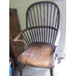 A Pair of Nineteenth Century Elm Seated Windsor Chairs