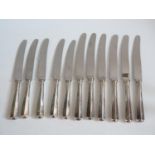 A Set of Six + Six Modern Silver Handled Table Knives and side knives