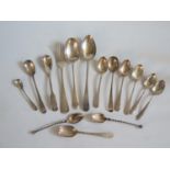 A Collection of Georgian and later Silver Flatware including Peter, Ann and William Bateman spoon,