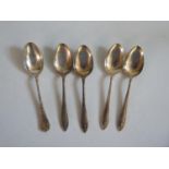 Four Birmingham Silver Teaspoons 41g and one plated