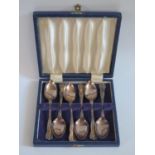 A Cased Set of Sheffield Silver Teaspoons, 128g