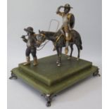 An Italian Limited Edition Silvered and Gilt Sculpture (Juan Ponce de Le¢n?), base 28 x 22cm, 29cm