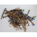 A Large Collection of Nineteenth Century Turned Wooden Lace Maker's Bobbins with glass spangles