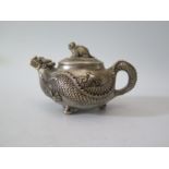 A Chinese Silver Plated Teapot with dragon spout and body extending to the pot, mark to base, 546g