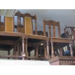 A Set of Four Oak Side Chairs with drop in seats and padded backs and pair of oak side chairs with