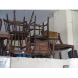 A Pair of Spindle Back Chairs and three others