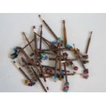 A Large Collection of Nineteenth Century Turned Wooden Lace Maker's Bobbins with pewter inlay and