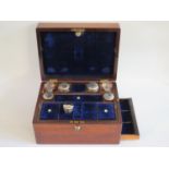 A Victorian Rosewood Fitted Travelling Box with spring loaded slide to base