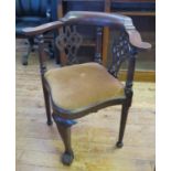 A Mahogany Corner Chair and kick stool