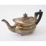 A Victorian Silver Teapot with ebony handle, Birmingham 1898, George Unite, 400g gross
