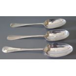 Three Georgian Silver Serving Spoons, 148g
