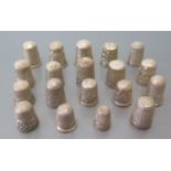 Seventeen English Sterling Silver Thimbles, 74g