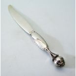 A Georg Jensen Silver Wedding Cake Knife, marked 38, London 1923 import marks, 98g