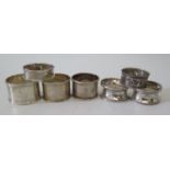 Seven English Sterling Silver Napkin Rings, 103g