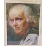 Shoulder Length Portrait of Old Man, watercolour, 22 x 17cm