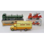 A Selection of Dinky Die Cast Vehicles: 960 (model and box fair), 505 (one stanchion glued,