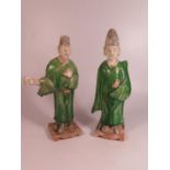 A Pair of Chinese Funerary Figures, tallest 30cm