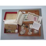 A Collection of World Coins and Notes including France, Turkey, Syria, Lebanese, Greece etc