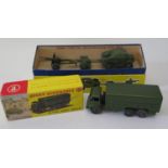 Two Dinky Die Cast Army Vehicles: 622 (model & box good) and 697 (model and box fair)
