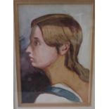 John Absolon (British 1815-1896), Shoulder length portrait of young lady, watercolour, 16 x 11cm.