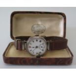 A Silver Cased Manual Wind Wristwatch with 15 jewel Swiss movement, A/F