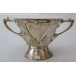 An Arts & Crafts Planished Silver Sugar Bowl with Matching Spoon, London 1908, Goldsmiths Company,