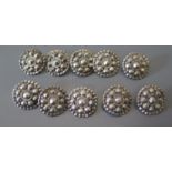 A Set of Ten Silver Buttons, 38g