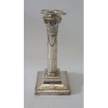 A George V loaded silver candlestick , Sheffield 1912 , H.E., 19 centimetres
