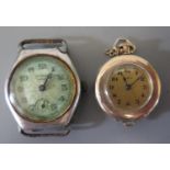 A Services Silver Wristwatch and Elgin gold plated fob watch, A/F