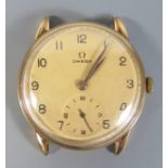 An Omega Gent's Gold Wristwatch, the 31mm dial with subsidiary seconds hand, winds and runs