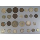 A Wilem III Netherlands 2 1/2 Gulden Silver Coin and other Silver and copper coins