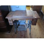 Singer Treadle Sewing Machine On Cast Iron Frame