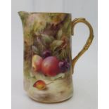 A Royal Worcester Fruit Decorated Jug, signed F. Roberts, 15cm