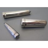 3 silver cheroot holder cases 1 with 9 carat gold band