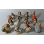 Twelve Beswick Beatrix Potter Figurines including Timmy Tiptoes, Sally Henny Penny, Mrs Rabbit etc