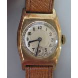A 9ct Gold Manual Wristwatch with 15 jewel Swiss movement, Chester 1938, winds and runs