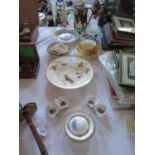 A collection of ceramics including Victorian Wedgwood plate, Meissen onion pattern trio, Royal