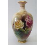 A Royal Worcester Hadley Rose decorated vase, 20 cm