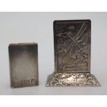 A Dutch silver match box sleeve and English matchbox sleeve