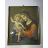 Miniature of Madonna with child on ivory panel **CONTAINS INVORY UK BIDS ONLY**