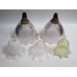 Victorian Vaseline Glass Shade and others