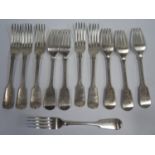 A Set of Eleven William IV Silver Forks, London 1836, Morris Cadman, 776g