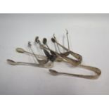 Six Small Silver Sugar Tongs, 83g