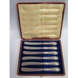 A Cased Set of Six Silver Handled Tea Knives