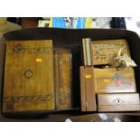 A Victorian GLOVES Box, parquetry inlaid box etc