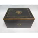 A 19th Century Ebony and Brass Mounted Travelling Box fitted with various boxes with silver plated