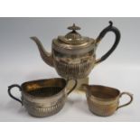 A Small Victorian Silver Three Part Tea Set, Birmingham 1891, Elkington & Co., 698g