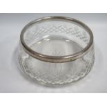 A Silver Collared Cut Glass Fruit Bowl