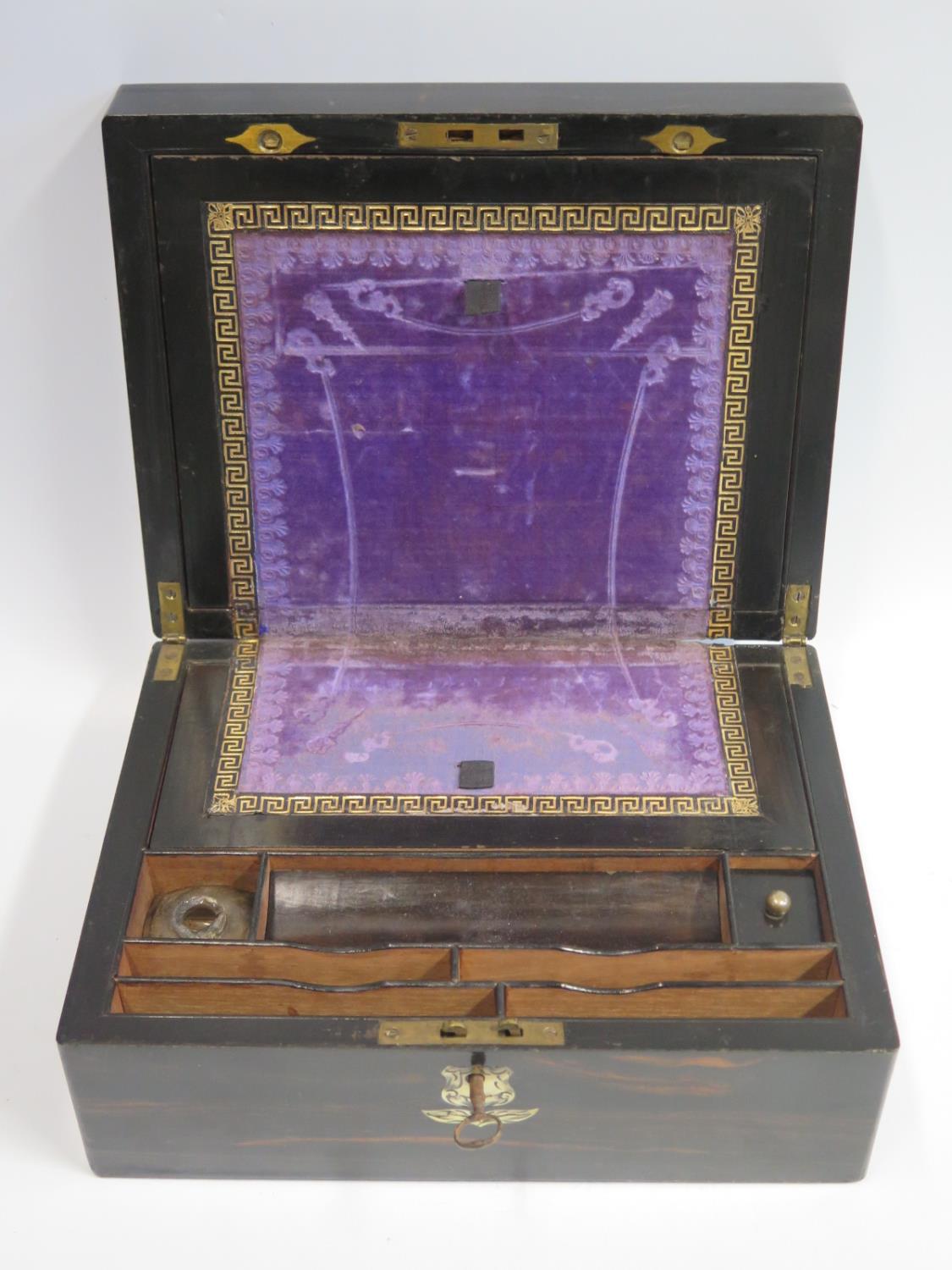 A 19th Century Coromandel Wood and Mother of Pearl Inlaid Writing Slope - Image 2 of 2